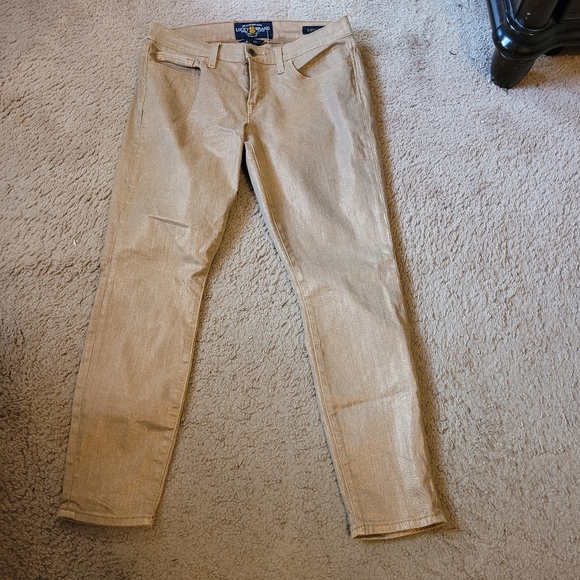 Lucky Brand Women's 8 / 29 Sofia Skinny Ankle Gold Glitter shimmer Jeans Pants - Picture 7 of 15